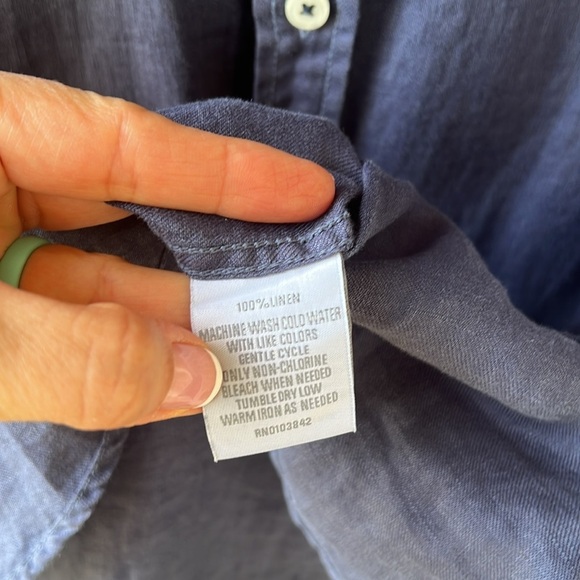 Toscano Firenze 100% Linen Navy Button Down Shirt. Beachy Casual. Men’s XXL - Picture 5 of 7